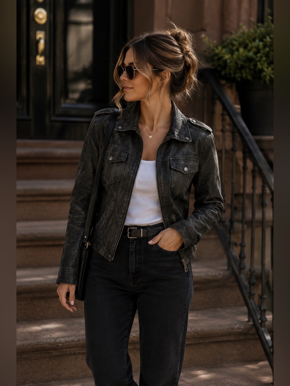 Levi's Black Faux Leather Moto Jacket with Silver Zip